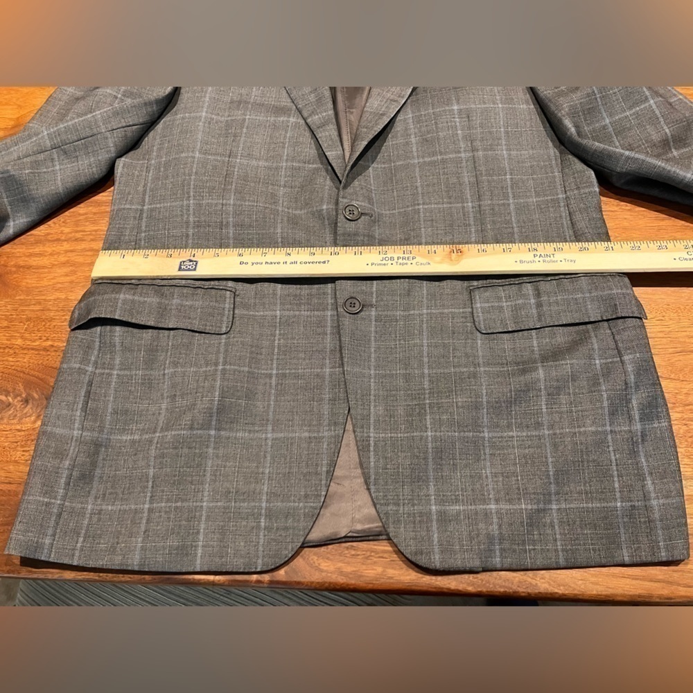 Trussini Linea Nuova 44L Gray Plaid Sports Coat Blazer 100% Lana Wool Italian - Picture 12 of 13